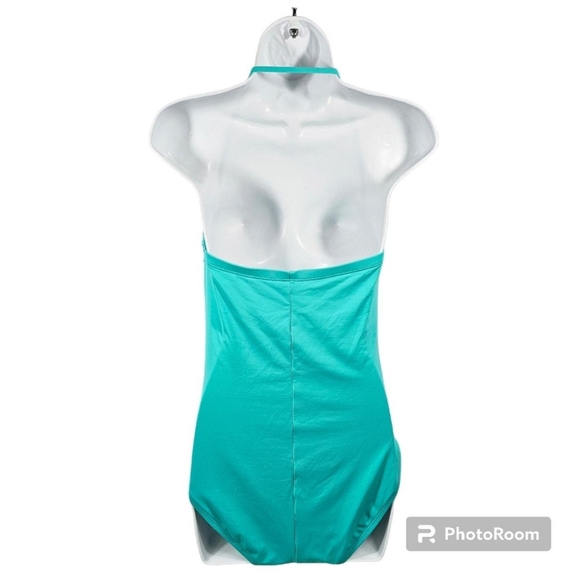 La Blanca Women's Blue High Back Ruching One Piece Swimsuit - Picture 5 of 8